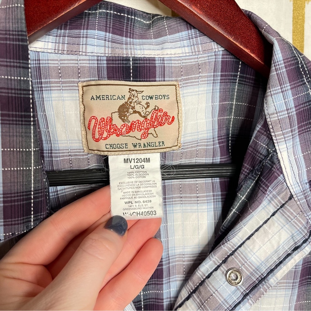 Mens Wrangler western‎ cowboy plaid pearl snap button up shirt size large - Picture 3 of 7